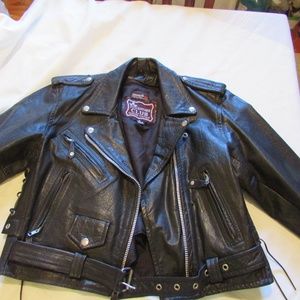 Boys genuine leather motorcycle jacket